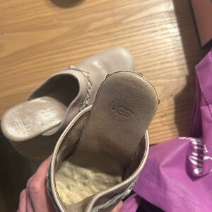 UGG Cream Leather Slip-On Shoes